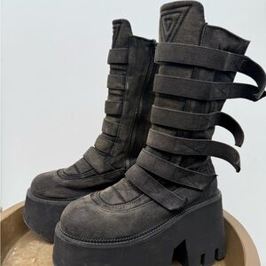 Dolls Kill Black Strappy Platform Boots